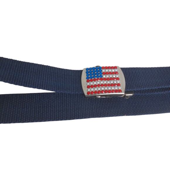 Vintage Rhinestone American Flag Belt One Size - Picture 4 of 8